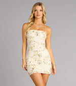 Garden Glam Beaded Mesh Mini Dress