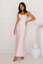 Romantic Tales Satin One Shoulder Maxi Dress