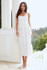 Delicate Lace Dream Midi Dress White
