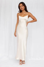 HELLO MOLLY The Samara Satin Maxi Dress Pearl