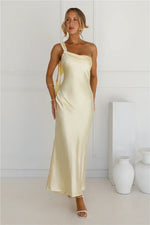 Romantic Tales Satin One Shoulder Maxi Dress
