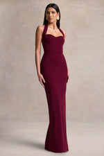 Robyn | Burgundy Sweetheart-Neck Maxi Dress