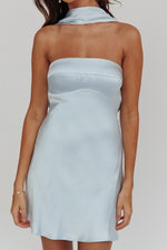 Damsel Reverse Halter Mini Dress Blue