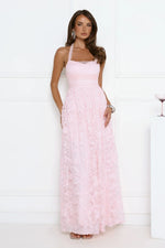 Magnetic Luxe Halter Maxi Dress Pink