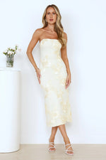 Magic Haze Strapless Mesh Midi Dress