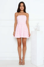 Rosette Whimsy Strapless Mini Dress