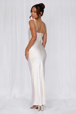HELLO MOLLY The Penelope Cowl Satin Maxi Dress Pearl