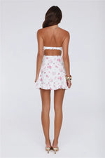 Flora Glow Strapless Mini Dress White