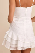Days with You White Floral Burnout Ruffled Mini Dress