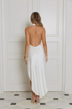 Ready For Attention Halter Satin Mini Dress White