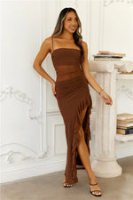Golden Embrace Mesh Maxi Dress