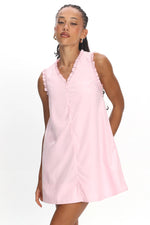 Marava Frill Trim Baby Doll Mini Dress Rosewater