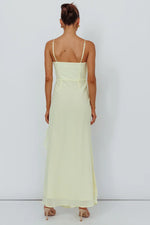 Jayna Ruffle Trim Split Dress Yellow