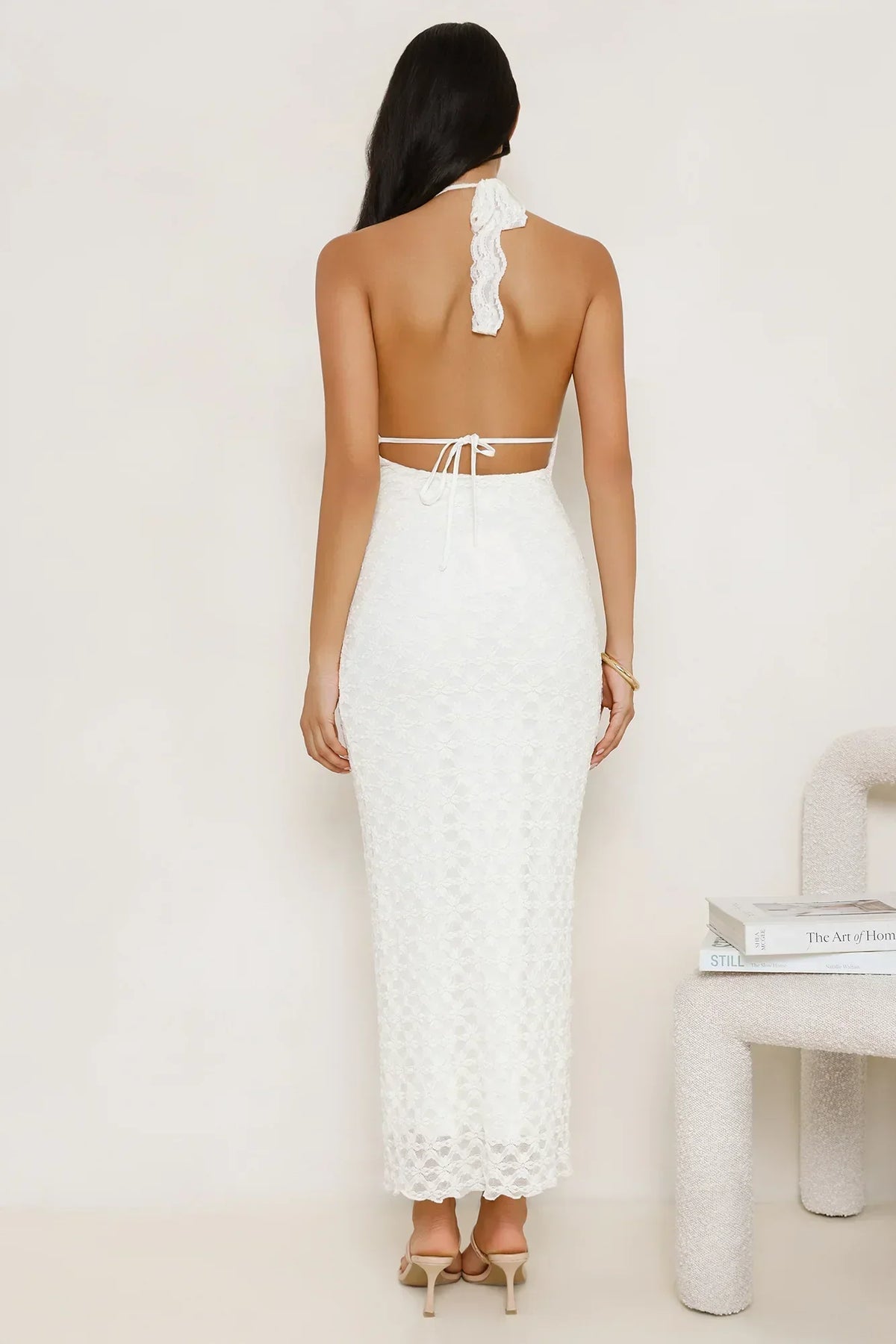 Lace Me Up Halter Maxi Dress