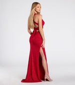 Ayla Lace-Up Slit Mermaid Glitter Formal Dress