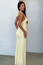 Sable Halter Neck Lace Maxi Dress - Yellow