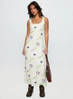 Jessabelle Linen Blend Midi Dress Cream Floral