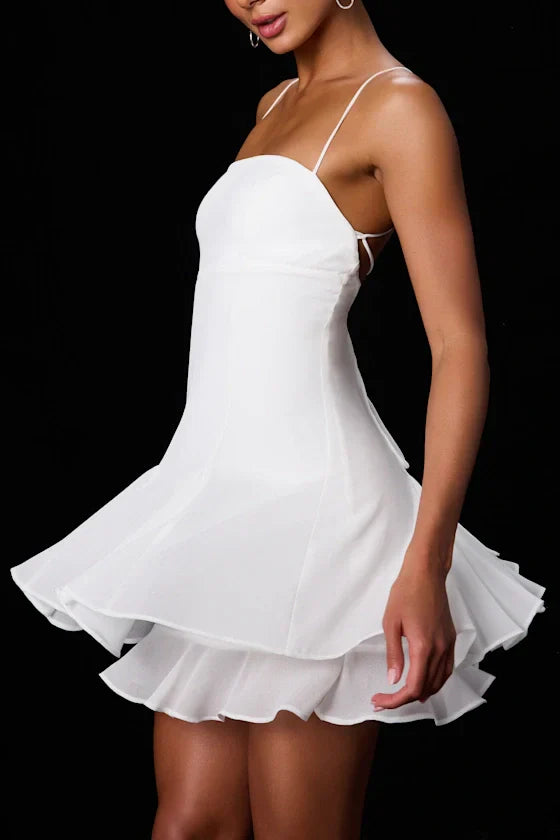 Perfected Sweetness White Pleated Tiered Mini Dress