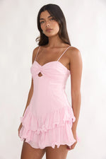 Heartstring Layered Hem Mini Dress Pink