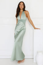 Spiced Sunset Satin Halter Maxi Dress