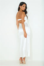 Opal Light Strapless Satin Maxi Dress White