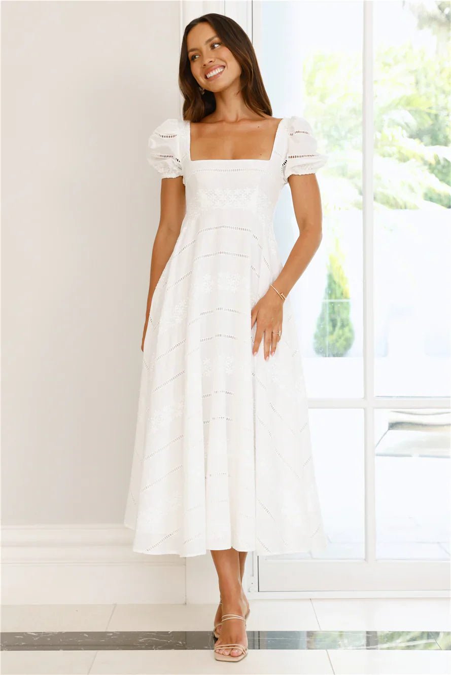 Honeysuckle Haven Maxi Dress White