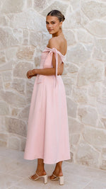 Bentley Off Shoulder Midi Dress - Pink