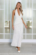 Polka Dot Love Halter Maxi Dress White