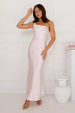 Romantic Tales Satin One Shoulder Maxi Dress
