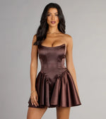 Maire Satin Strapless Skater Dress