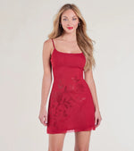 Bring The Romance Rhinestone Rose Mesh Mini Dress