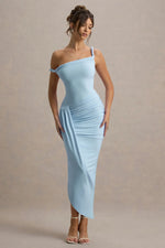 Angelique | Powder Blue Twisted Asymmetric Maxi Dress