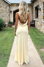 Mirella Plunge Halter Neck Maxi Dress - Yellow