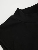 High Neck Ruched Knotted Mini Dress