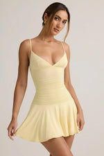 Modal Ruched A-Line Mini Dress in Buttercream Yellow