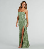 Jillian Sequin Slit Long Formal Dress