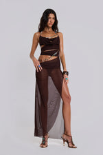Arlea Draped Maxi Dress With Beaded Trim