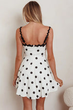 Won Me Over Polka Dot Ric Rac Mini Dress White