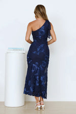 Glossy Girl One Shoulder Mesh Maxi Dress