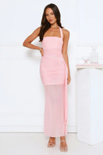Elevated Intention Mesh Halter Maxi Dress