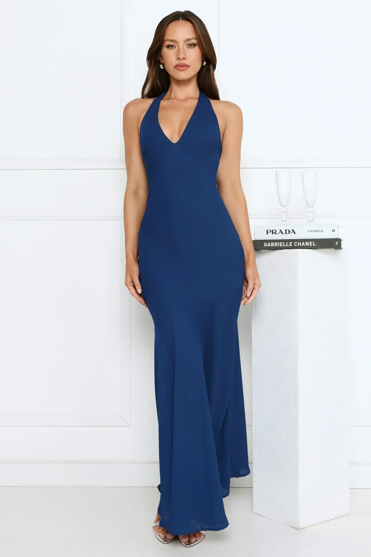 Polished Edge Halter Maxi Dress