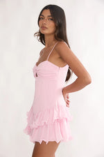 Heartstring Layered Hem Mini Dress Pink