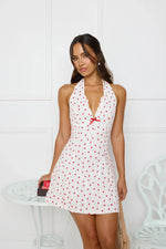 Softly Sparkling Halter Mini Dress White