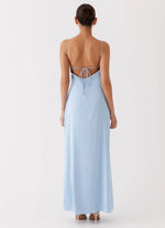 Dream Sight Lace Satin Maxi Dress - Ice Blue