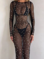 CIARAN LONG SLEEVE MAXI DRESS BLACK SPARKLE