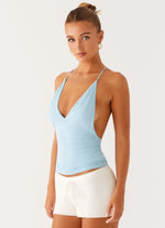 Ollie Knit Halter Top - Blue