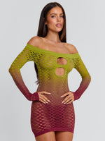 Vessia Mini Dress Green Burgundy