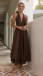 Kathy Halter Neck Maxi Dress - Chocolate