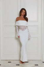 Luxe Temptress Off Shoulder Maxi Dress White