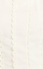 Laila Mini Linen Blend Dress - High Neck Side Cut Out Puff Sleeve Straight Dress in Off White